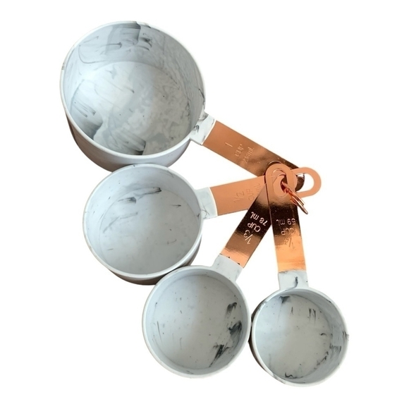 New Measuring Cups & Spoons Cooking Baking Copper Handle Kitchen Cup & Spoon Set - Picture 3 of 10